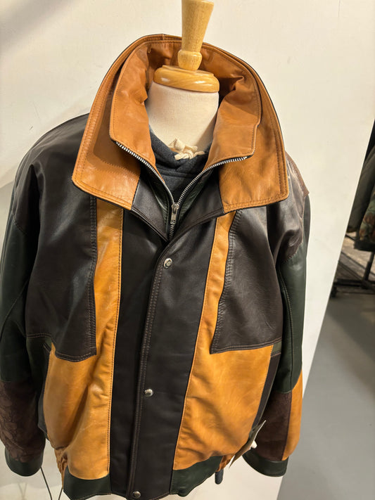 Manteau de cuir recyclé fait à Montréal-Jaune