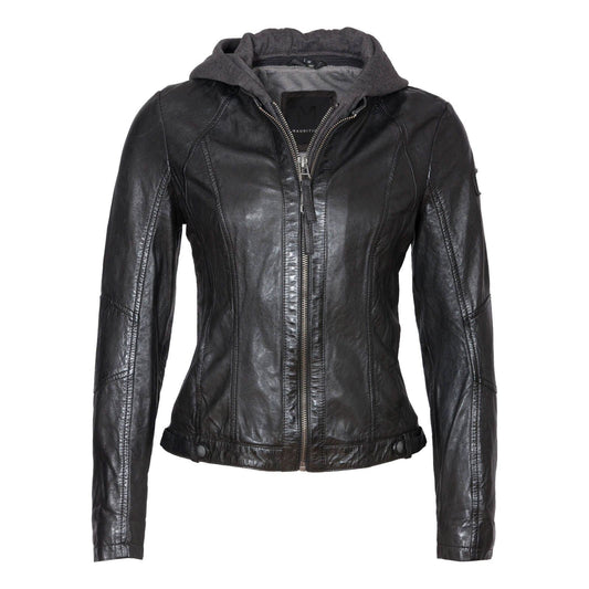 Yoa SF Veste en cuir, Noir